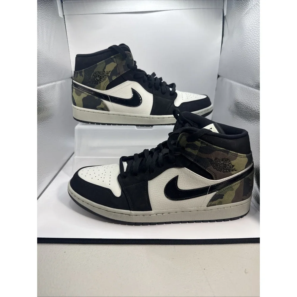 Nike Air Jordan 1 Mid SE Camouflage Bone/Black Mens Size 13 CW5490-001 EUC 2020